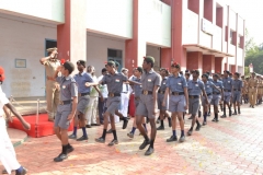 67th Republic Day – 26.01.2016 – Chief Guest - Assistant Commissioner of Police, Madurai - Dr. A. Manivannan, M.A., M.L., Ph.D., reveiving the guard of honour